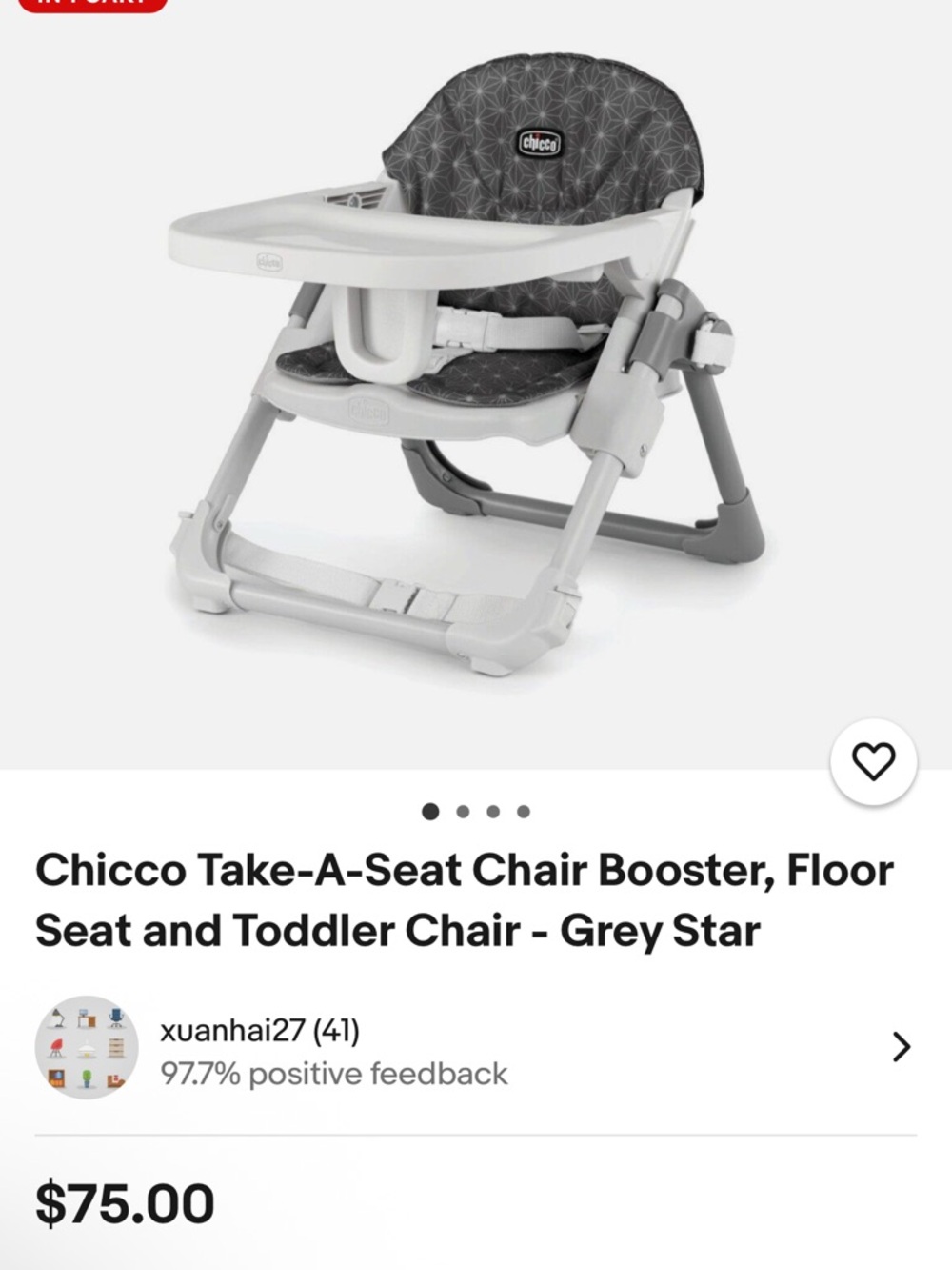 Chicco Grey Star Take-A-Seat Booster & Toddler Floor Chair